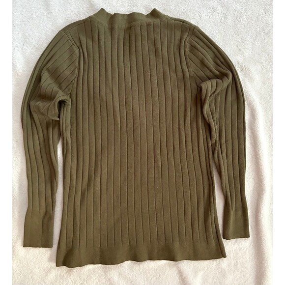 Merokeety Ribbed V-neck Long Sleeve Sweater size S dark green ¼ button up - Picture 5 of 6